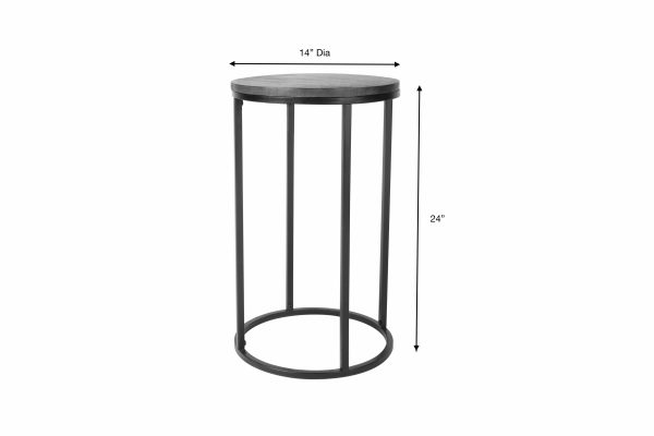 Duka Wood Top Metal Round End Table on Sale - Image 4