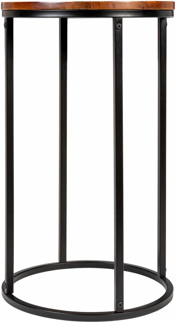 Duka Wood Top Metal Round End Table on Sale - Image 3