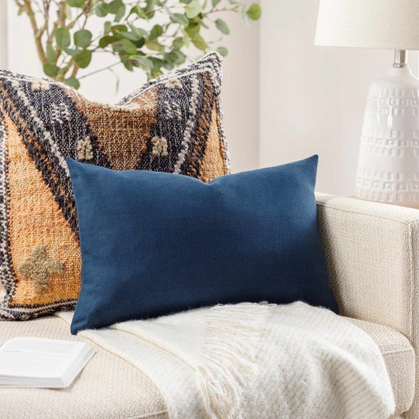 Alaminos Navy Linen Square Throw Pillow For Cheap - Image 4