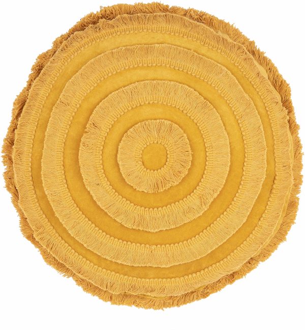 Zayd Mustard Round Throw Pillow - Clearance For Cheap