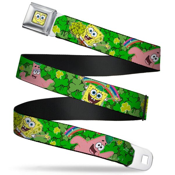 Sponge Bob Face CLOSE-UP Full Color Seatbelt Belt - SpongeBob & Patrick Starfish St. Patrick s Day Poses Webbing Discount