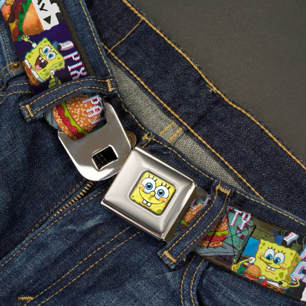 Sponge Bob 3-D Face CLOSE-UP Full Color Seatbelt Belt - Krusty Krab Cam Scenes PIXEL PATTY-KRUSTY CAM Webbing For Cheap - Image 5